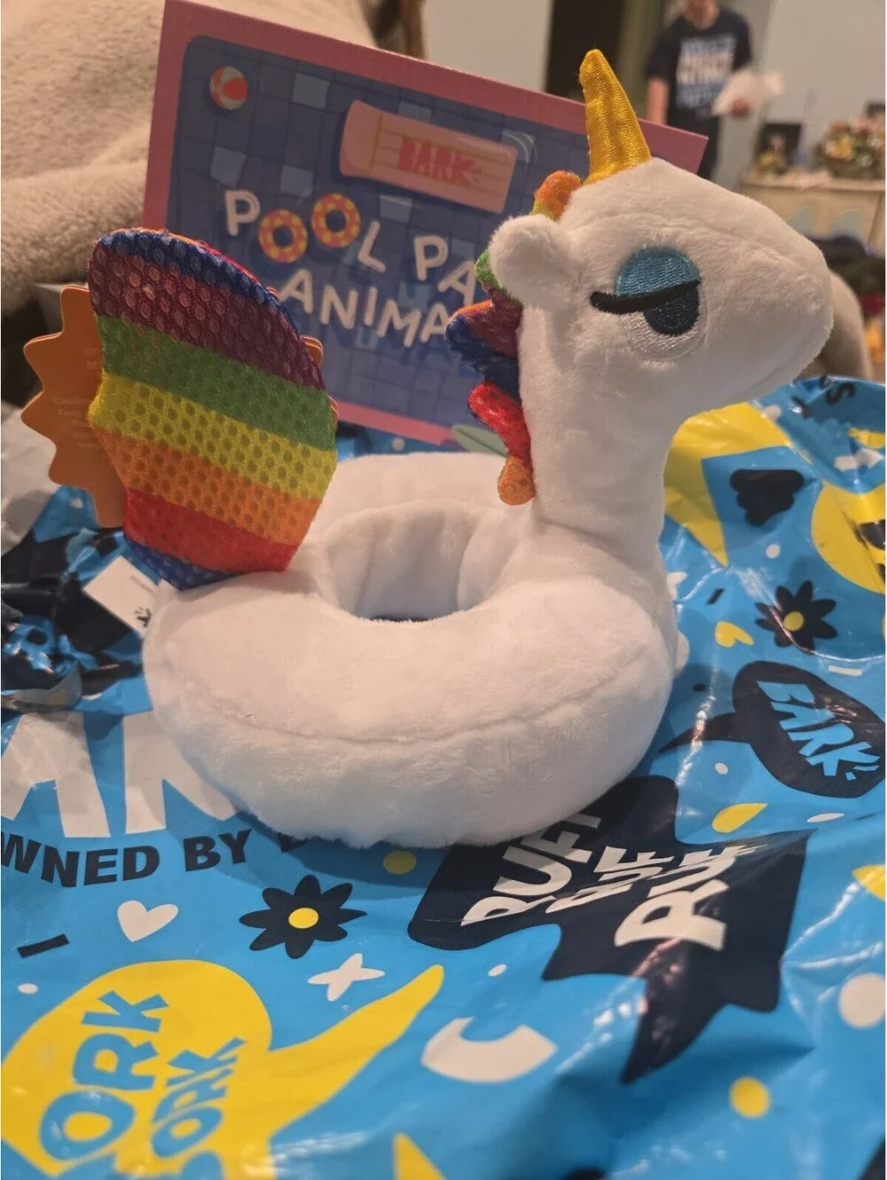 Bark Box Tina The Tubular Unicorn  Pool Float Plush Size Medium Dog Toy NWT